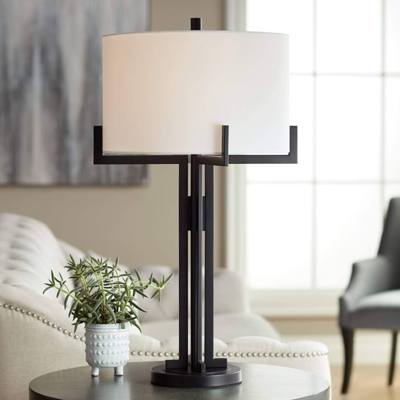 Modern Matte Black Architectural Base Industrial Table Lamp