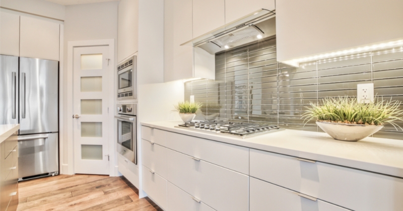 Modern Minimalist Corner Pantry with Integrated Appliances
