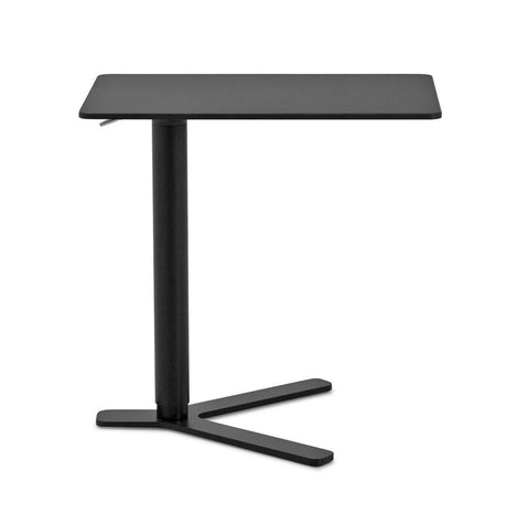 Modern Offset Pedestal Side Table with Y-Shaped Base and Lever Adjustment