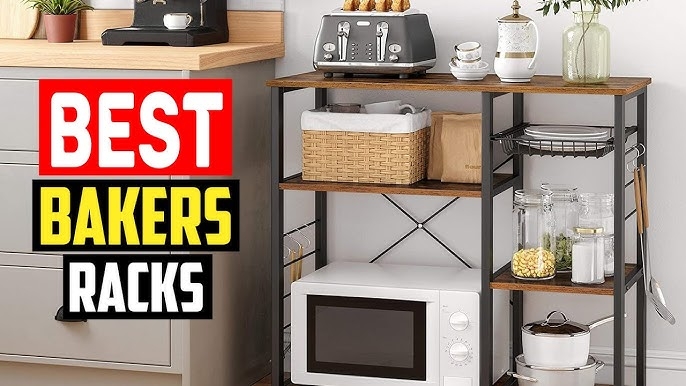 Modern Rustic Bakers Rack with X-Brace Support, Multi-Tier Storage