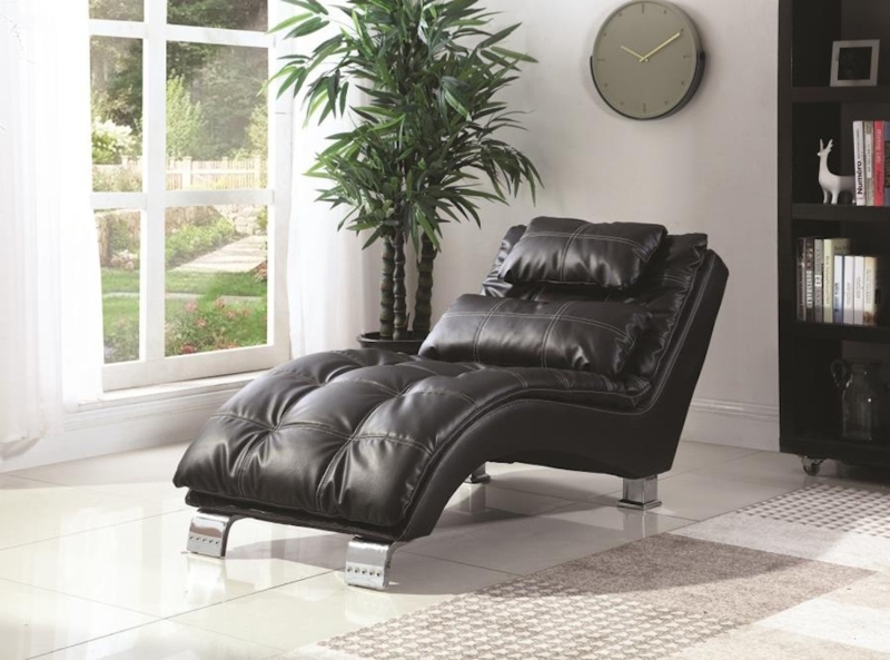 Modern S-Shaped Chaise Lounge with Chrome Bracket Legs and Tufted Seat