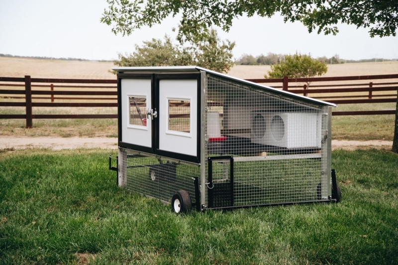 Modern Slanted Roof Mobile Chicken Tractor, Designer Coop