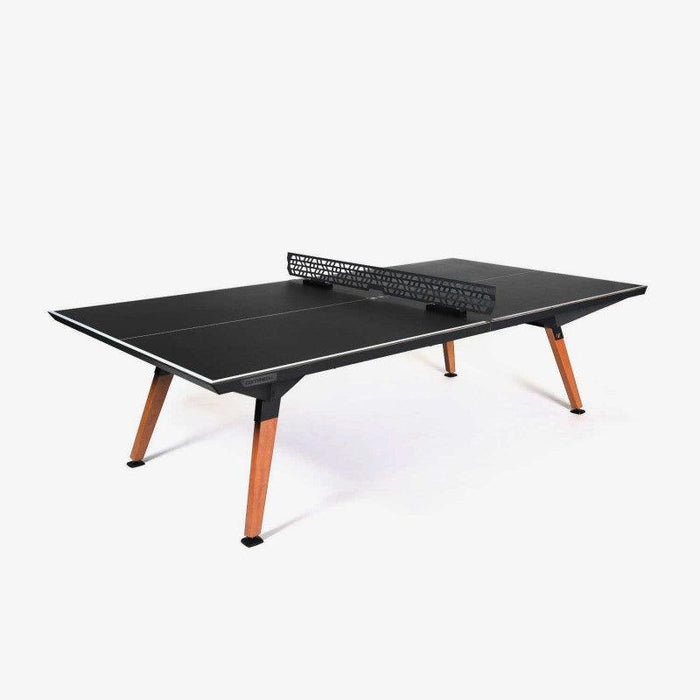 Modern Table Tennis Table with Splayed Legs and Matte Black Finish