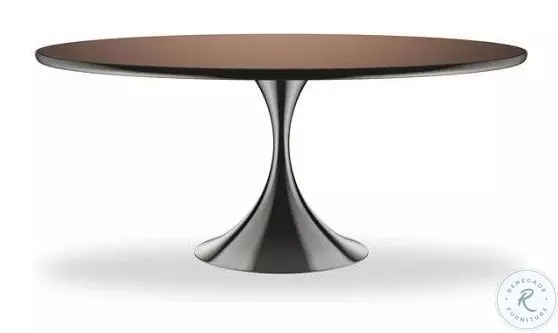 Modern Trumpet Base Table with 72 Inch Oval Deep Bronze Top