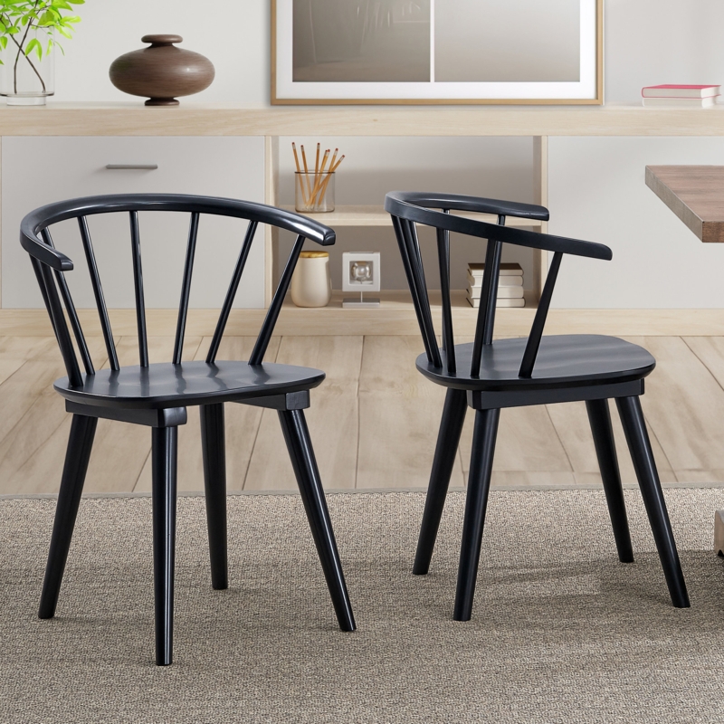 Modern Windsor Dining Chair with Wraparound Rail and Splayed Legs.