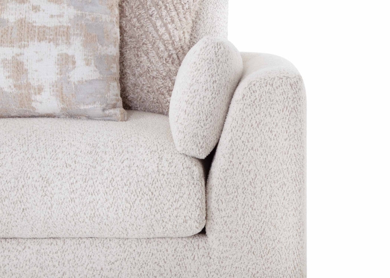 Modular Sectional Detail showing Curved Arm and Boucle Texture