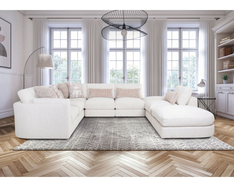 Modular Sectional featuring Deep Seating and Textured Fabric