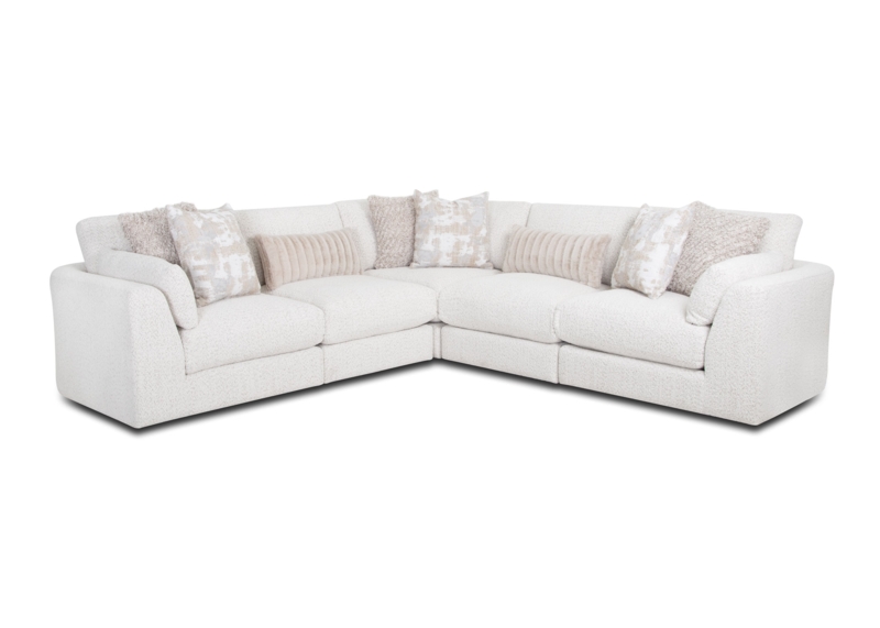 Modular Sectional in Textured Fabric with Mixed Pillow Set
