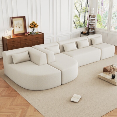 Modular Sectional Sofa with Curved End Chaise Design