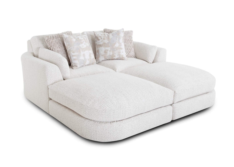 Modular Sectional with Boucle Fabric and Rounded Edges