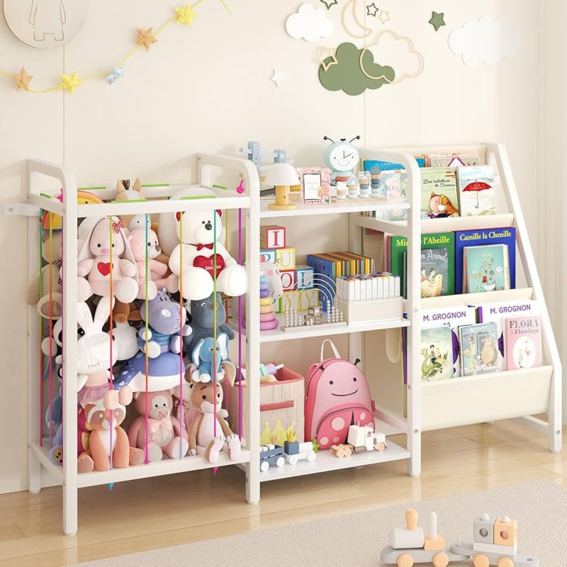 Montessori Storage Unit with Bungee Cord Zoo for Stuffed Animals