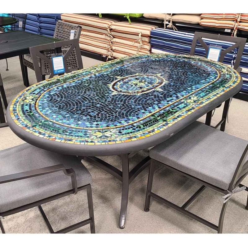 Mosaic Outdoor Coffee Table Coffee Table Ceramic Outdoor Patio Table Bistro  Table Blue Mosaic