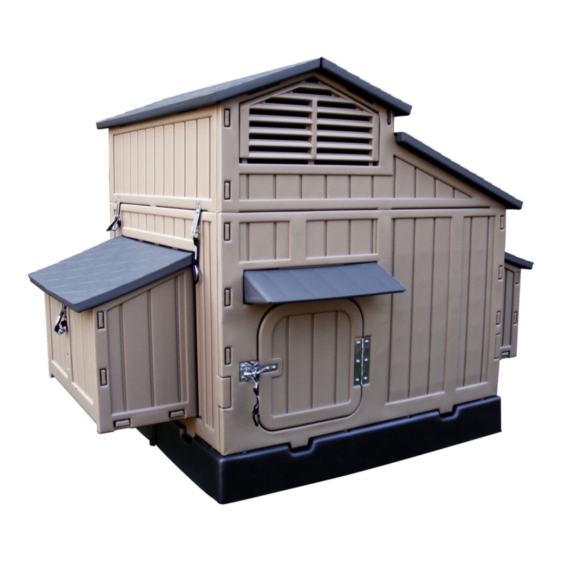 Multi-level Chicken Coop Warm Beige Slatted Ventilation