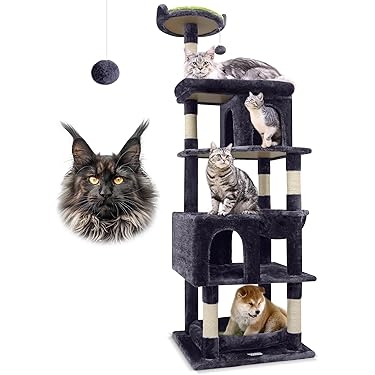 Multi-Level Plush Cat Tree Tower with Dual Enclosed Condos