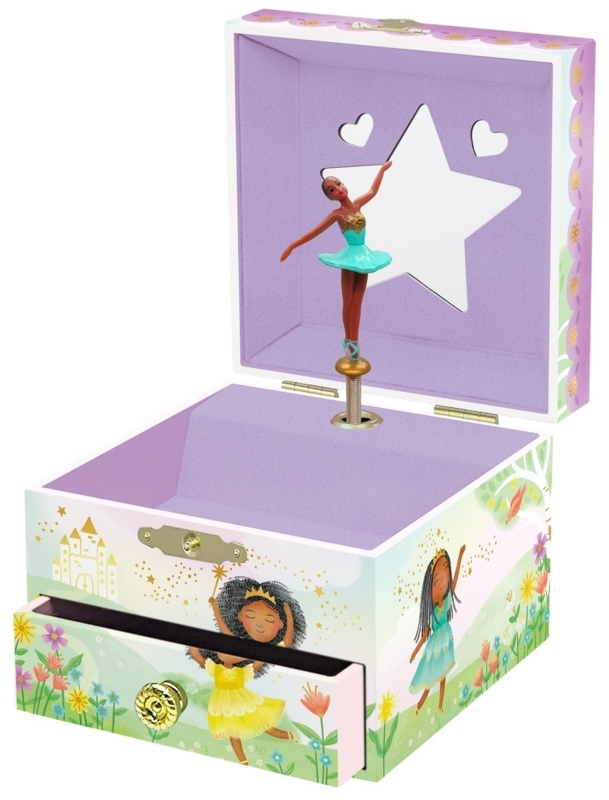 Musical Jewelry Box: Diverse Ballerina, Star Mirror, Lavender Lining
