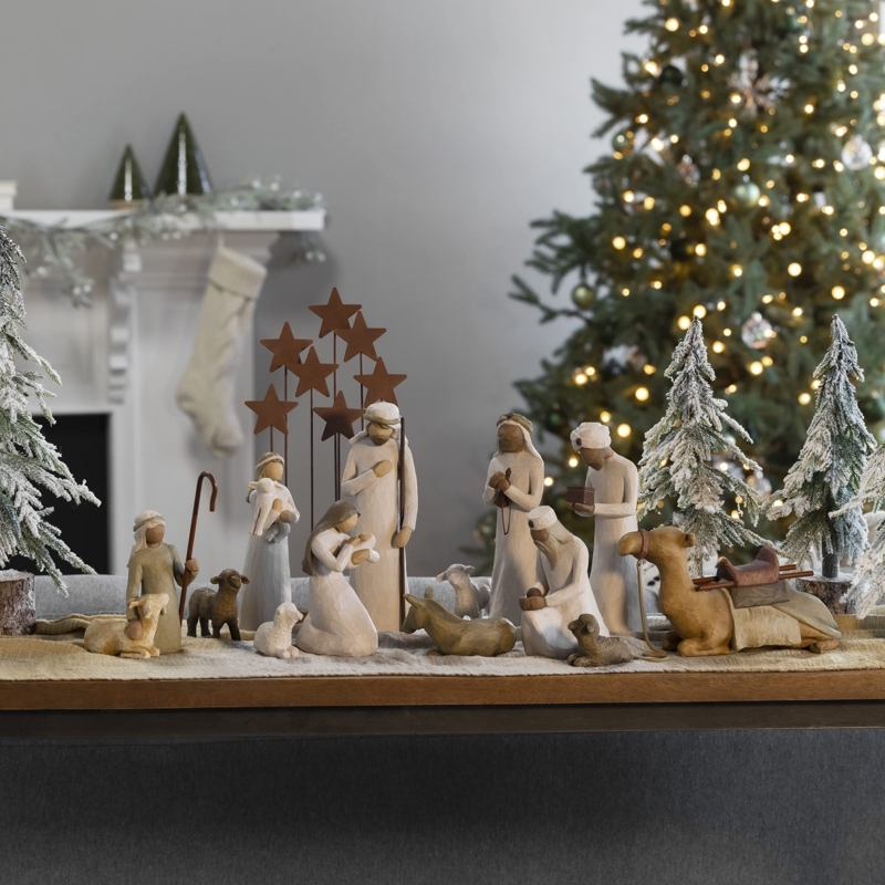 Nativity Set Faceless Carved Figures Modern Farmhouse Christmas