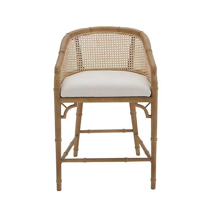 Natural Oak Counter Stool featuring Bamboo Detailing & Parchment Seat