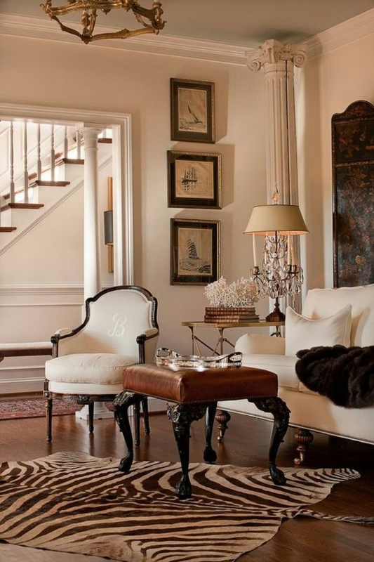 Neoclassical Accent Chair with Monogrammed Back and Cabriole Legs