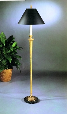 Neoclassical Floor Lamp: Tapered Column with Black Empire Shade