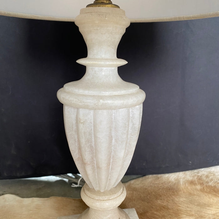 Neoclassical Fluted Alabaster Urn Table Lamp with Brass Hardware