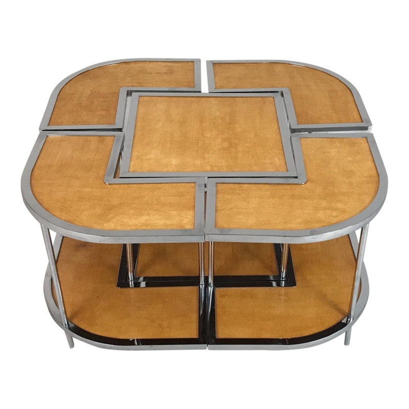 Nesting Coffee Table Modular Five Piece Parchment Set