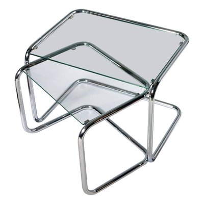 Nesting Tables Cantilever Chrome Glass Nesting Set