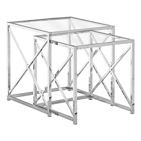 Nesting Tables Glam X-Frame Sides Rectangular Glass Set