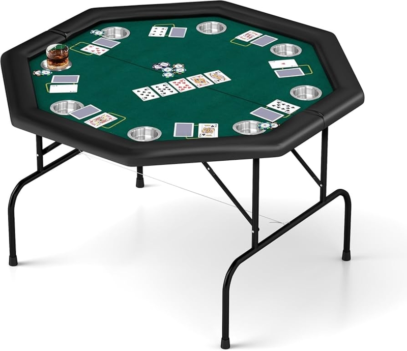 Octagonal Poker Table with Tension Wire Support and Speed Felt