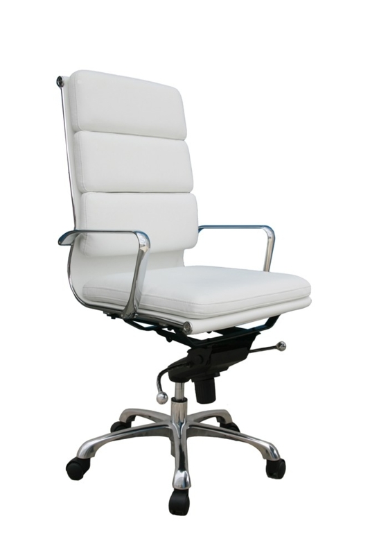 Office Chair featuring a white ribbed back and polished chrome frame.