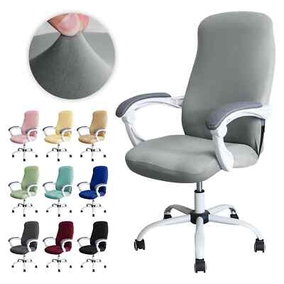 Office Chair Slipcover Stretch Spandex Grey Armrest Sleeves High Back