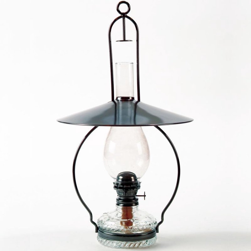 Oil Lamp Steel Top Reflector Metallic Gray Textured Glass Font