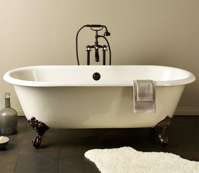 Oil Rubbed Bronze Tub Filler on Roll Top Bath