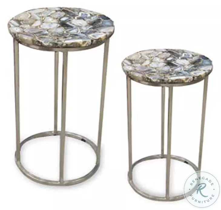 Onyx Agate Top And Nickel Antique Base Nesting Table from Steve Silver |  Coleman Furniture