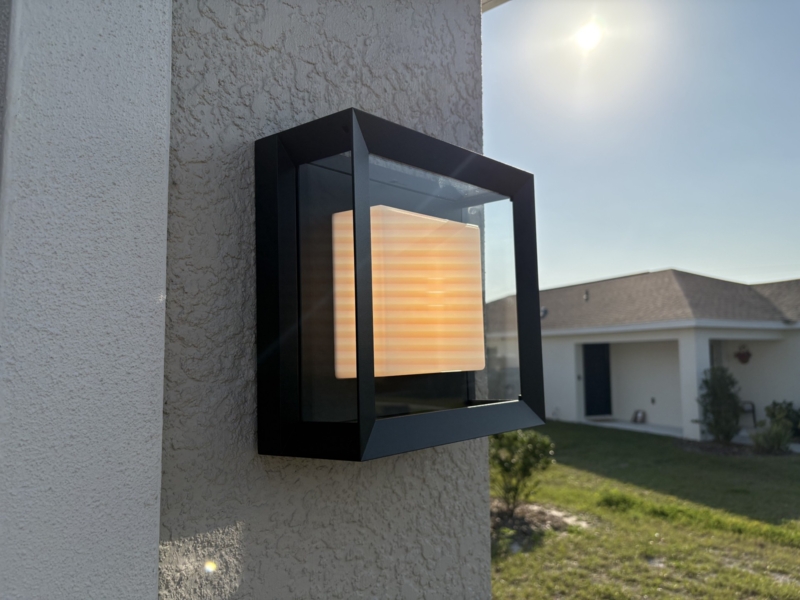 Open Box Frame Outdoor Wall Light with Horizontal Ribbing