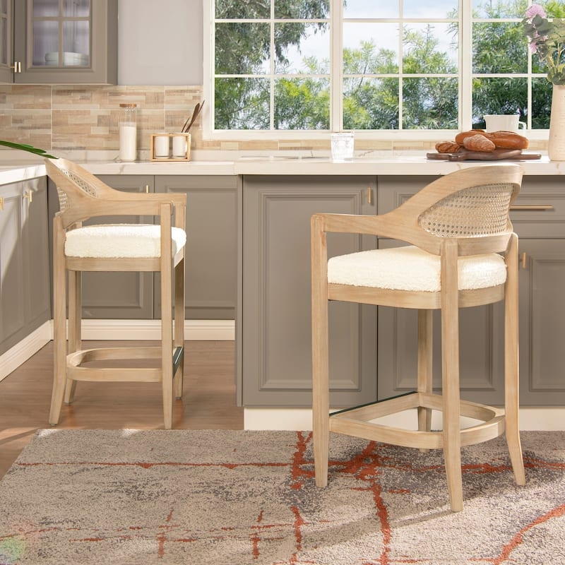 Organic Modern Bar Stool: Solid Oak Frame with Wrap Around Arms