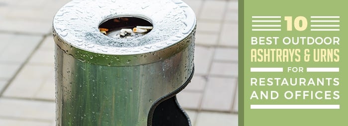 Outdoor Ashtray Urn Side Cutout Opening Brushed Metal Silver Finish