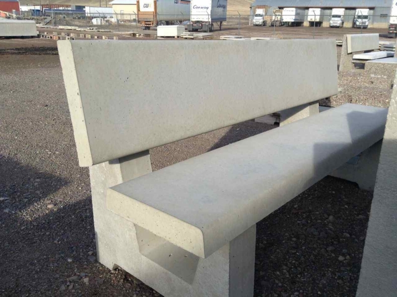Outdoor Bench: Brutalist Cast Concrete with Slanted Backrest Slab