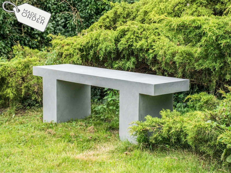 Outdoor Bench Microcement Brutalist Chunky Design Grey Seat