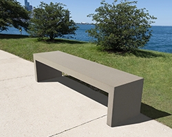 Outdoor Bench: Minimalist Concrete Waterfall Outdoor Bench, Backless