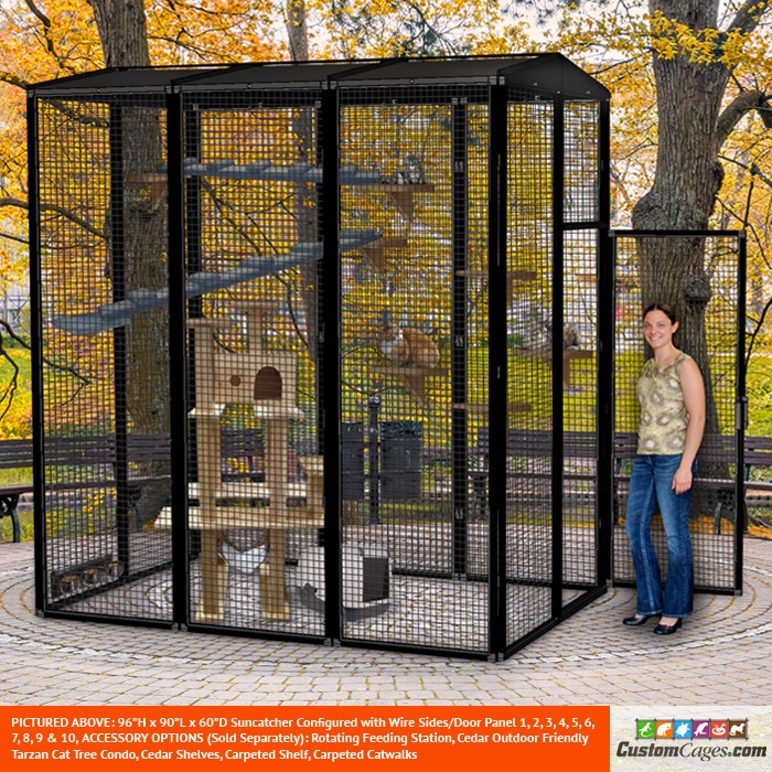 Outdoor Cat Enclosure Walk-In Matte Black Mesh Habitat