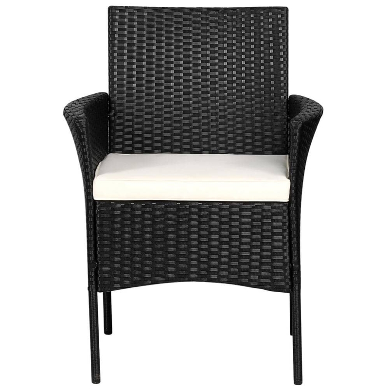 Outdoor Dining Chair Black Rattan Checkered Weave Arched Apron