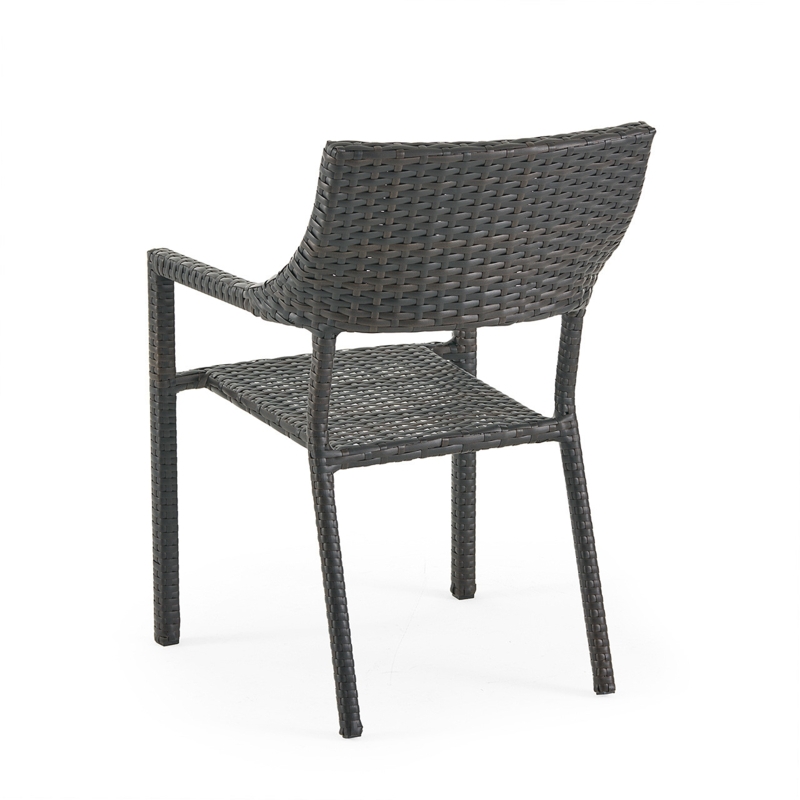 Outdoor Dining Chair Dark Elm Wicker Flared Back Wrapped Legs