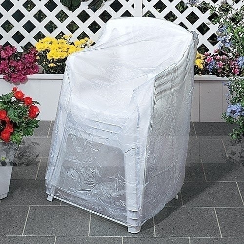 Outdoor Furniture Cover Translucent Crinkled Vinyl Stacked Chairs