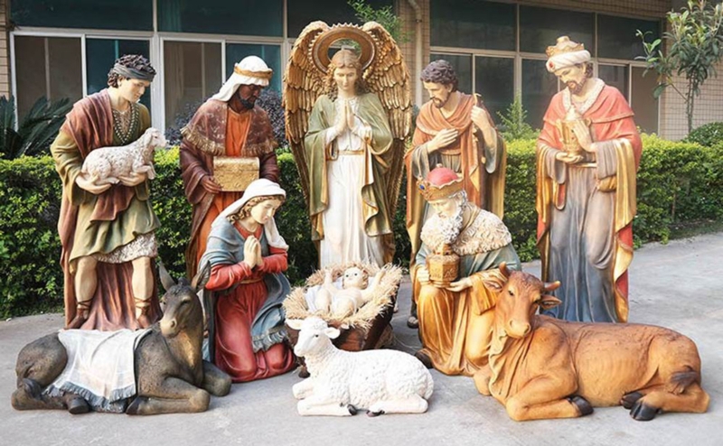 Outdoor Nativity Set Ornate Drapery Life Size Traditional Creche
