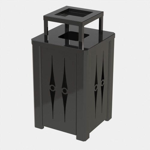 Outdoor Receptacle Laser Cut Panels Square Pedestal Matte Black