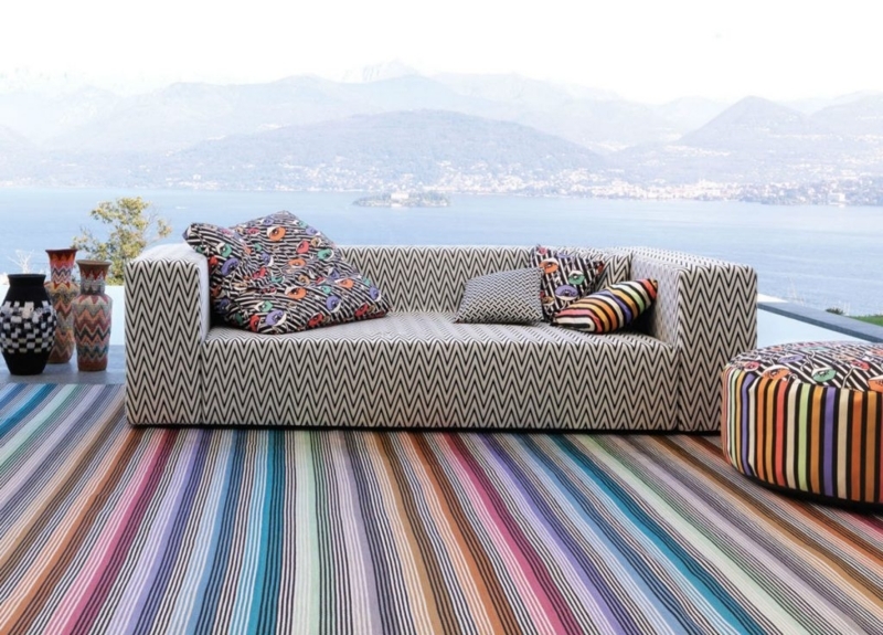 Outdoor Rug Maximalist Rainbow Striped Design Pastel Hues