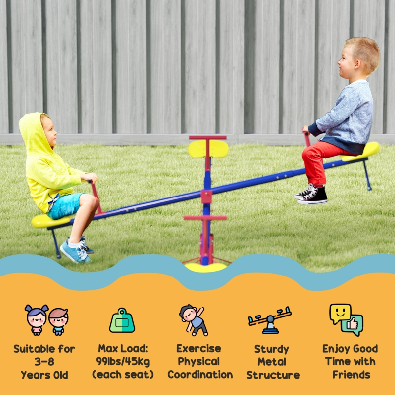 Outdoor Seesaw with Four Seat Capacity and Impact Stoppers