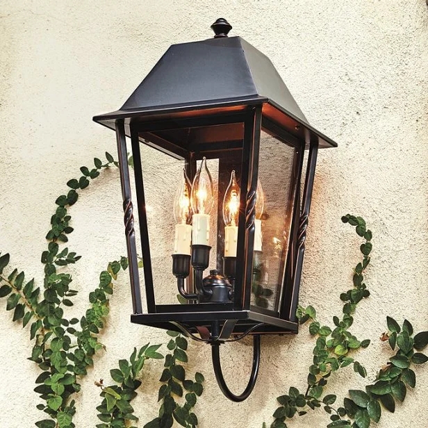 Outdoor Wall Lantern with Four Light Candelabra and Twisted Accents