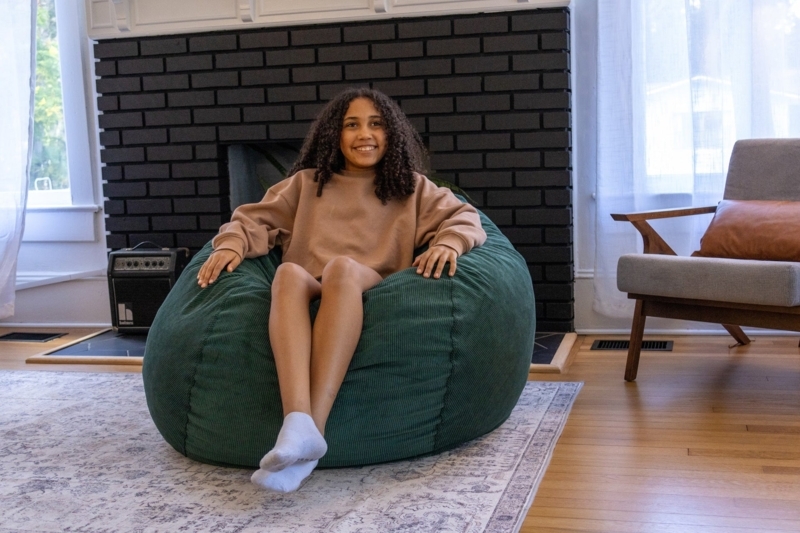 Oversized Bean Bag in Forest Green Corduroy for Cozy Lounge