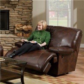Oversized Recliner Chocolate Brown Leather Like Manual Lever Rustic